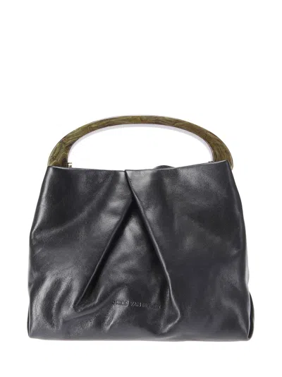 Dries Van Noten Twisted Design Top Handle Handbag In Gray