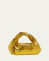 Dries Van Noten Twist Metallic Leather Top Handle Bag In Gold
