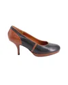 Dries Van Noten Two-tone Kitten Pumps In Black/brown Leather In Black