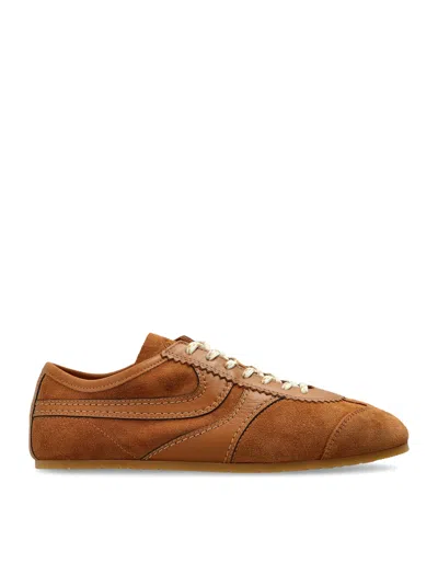 Dries Van Noten Two-tone Leather And Suede Sneakers In Brown