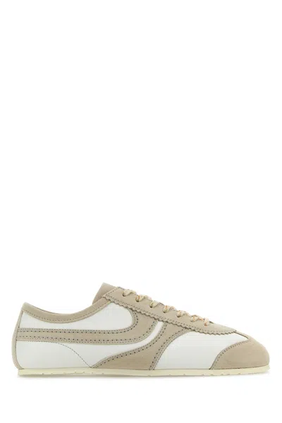 Dries Van Noten Two-tone Leather And Suede Sneakers In White