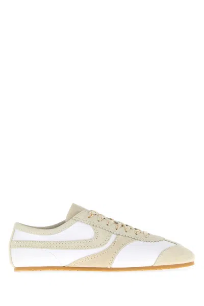 DRIES VAN NOTEN TWO-TONE LEATHER AND SUEDE SNEAKERS