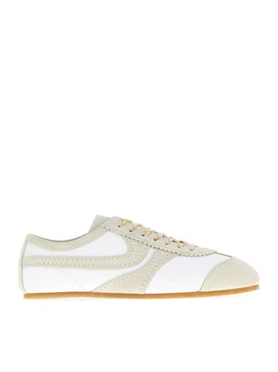 DRIES VAN NOTEN TWO-TONE LEATHER AND SUEDE SNEAKERS