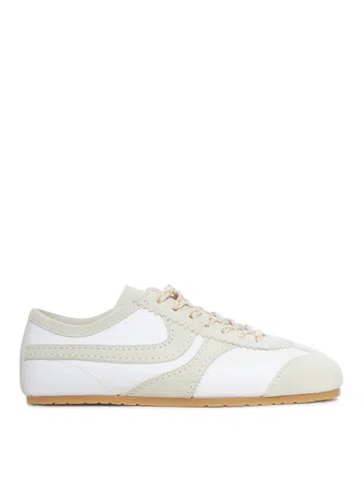 Dries Van Noten Women Two-tone Leather And Suede Sneakers In White