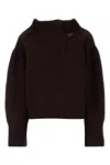 Dries Van Noten Two-tone Wool Blend Teubina Oversize Sweater In Brown