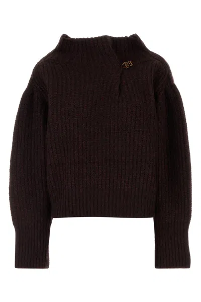 Dries Van Noten Two-tone Wool Blend Teubina Oversize Sweater In Brown