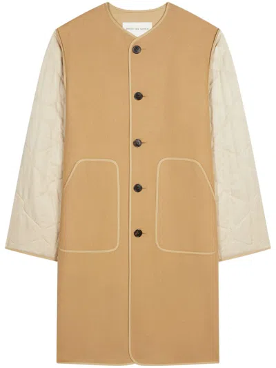 Dries Van Noten Unlined Collarless Coat In Nude