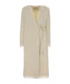 Dries Van Noten Textured Long Coat Belted At Waist In Brown