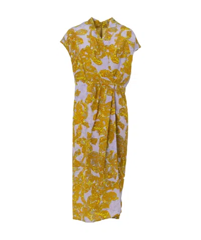 Dries Van Noten V-neck Dress In Brown