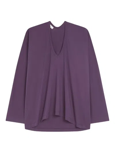 Dries Van Noten V-neck Long-sleeve Tee In Purple