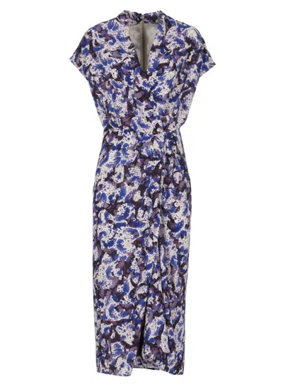 Dries Van Noten V-neck Sleeveless Midi Dress In Multi