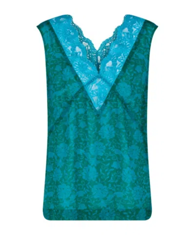 Dries Van Noten V-neck Sleeveless Top In Blue
