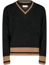 Dries Van Noten V-neck Striped Jumper In Black