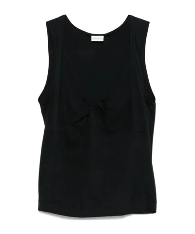 Dries Van Noten Backless Knot Detail Sleeveless V-neck Top In Black