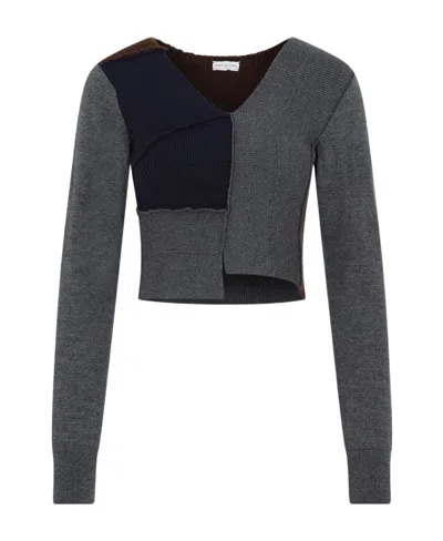Dries Van Noten V-neck Woolen Sweater In Black