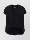 Dries Van Noten V-neckline Cap Sleeves Draped Hem Ribbed Trim