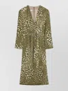 Dries Van Noten V-neckline Dress Belted All-over Print In Animal Print