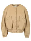 Dries Van Noten Contrast Trim Cotton Blouson Jacket In Beige