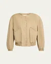 Dries Van Noten Contrast Trim Cotton Blouson Jacket In Beige