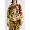 Dries Van Noten Vadon Leopard Orchid Print Cotton Bomber Jacket In Olive