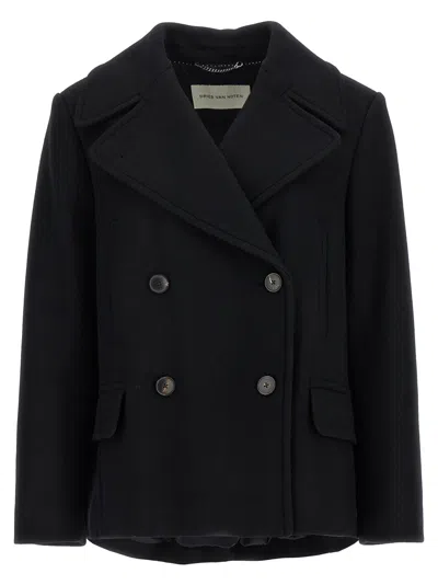 Dries Van Noten 'vafel' Coat In Black