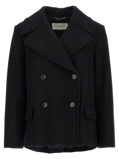 Dries Van Noten Vafel Coat In Black