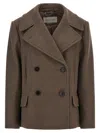 Dries Van Noten Pleated Back Double-breasted Coat With Lapels And Pockets In Brown
