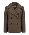 Dries Van Noten Pleated Back Double-breasted Coat With Lapels And Pockets In Brown