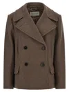 Dries Van Noten Pleated Back Double-breasted Coat With Lapels And Pockets In Brown