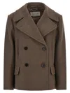 Dries Van Noten Pleated Back Double-breasted Coat With Lapels And Pockets In Brown