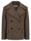 Dries Van Noten Pleated Back Double-breasted Coat With Lapels And Pockets In Brown