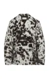 Dries Van Noten Vafel Cow-motif Jacquard Coat In Brown