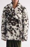 Dries Van Noten Cowhide-pattern Double-breasted Jacket In Brown