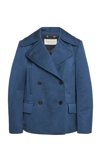 Dries Van Noten Vafel Embossed Coat In Blue