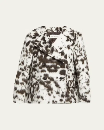 Dries Van Noten Vafel Oversized Double-breasted Top Coat In Brown