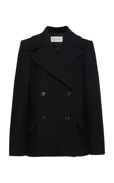 Dries Van Noten Vafel Oversized Twill-wool Coat In Black