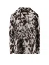 Dries Van Noten Animal Print Double-breasted Wool Alpaca Coat In Brown