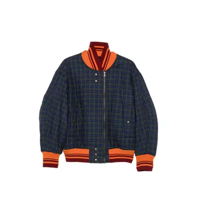 Dries Van Noten Valdi Quilted Checked Bomber Jacket In Blue