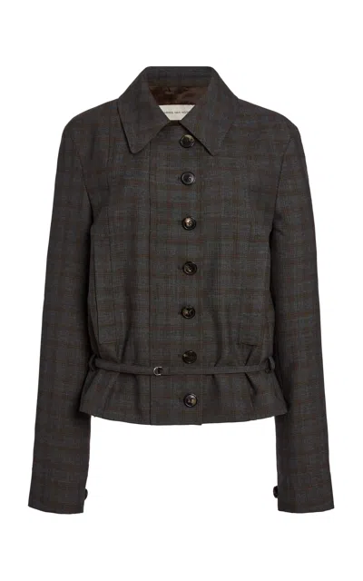 Dries Van Noten Valena Checked Wool Jacket In Gray