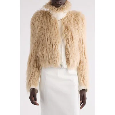 Dries Van Noten Vangel Furry Jacket In Beige