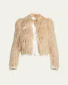 Dries Van Noten Vangel Furry Jacket In Beige