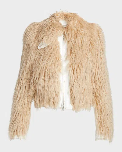 Dries Van Noten Vangel Furry Jacket In Beige