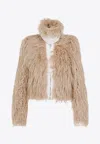 Dries Van Noten Vangel Furry Jacket In Beige