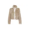 Dries Van Noten Cropped Faux Fur Stand-up Collar Jacket In Brown