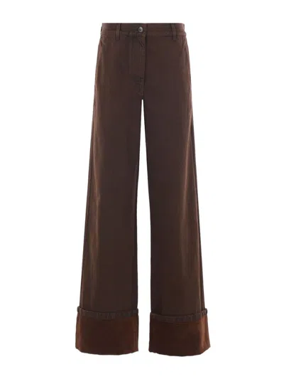 Dries Van Noten Wide-leg Denim Trousers In Brown