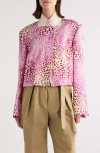 Dries Van Noten Vasti Printed Stand Collar Jacket In Fuchsia
