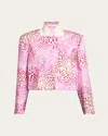 Dries Van Noten Vasti Printed Stand Collar Jacket In Fuchsia