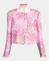 Dries Van Noten Vasti Printed Stand Collar Jacket In Fuchsia