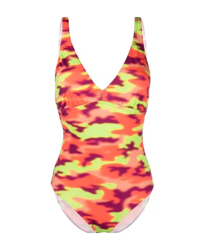 Dries Van Noten V-collar One-piece Swimsuit In Animal Print