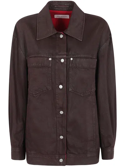 Dries Van Noten Belted Denim Jacket In Brown